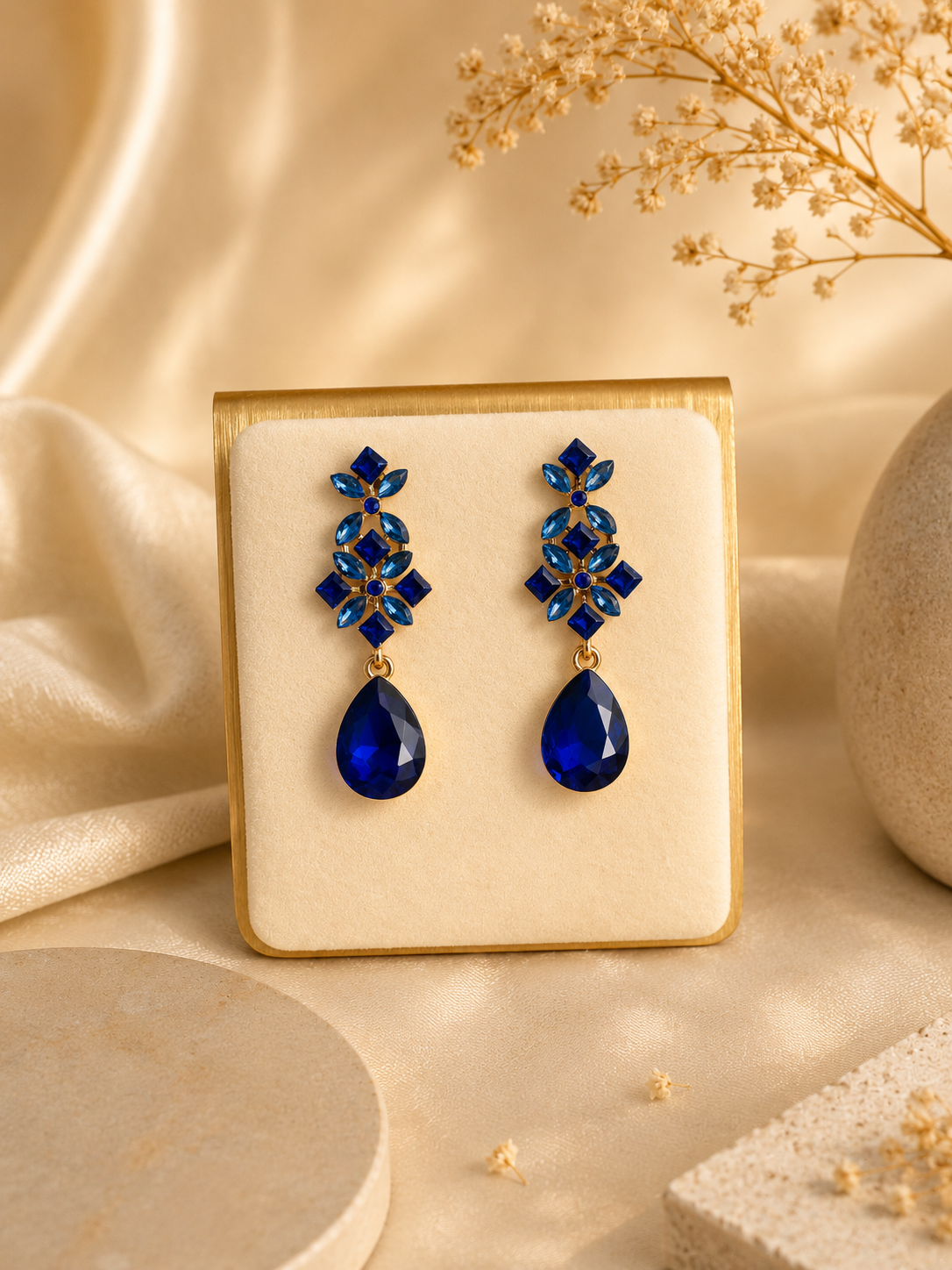 Sapphire Bloom Drop Earrings