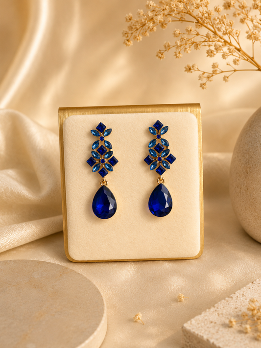 Sapphire Bloom Drop Earrings