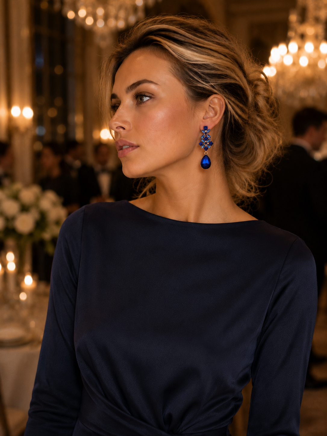 Sapphire Bloom Drop Earrings