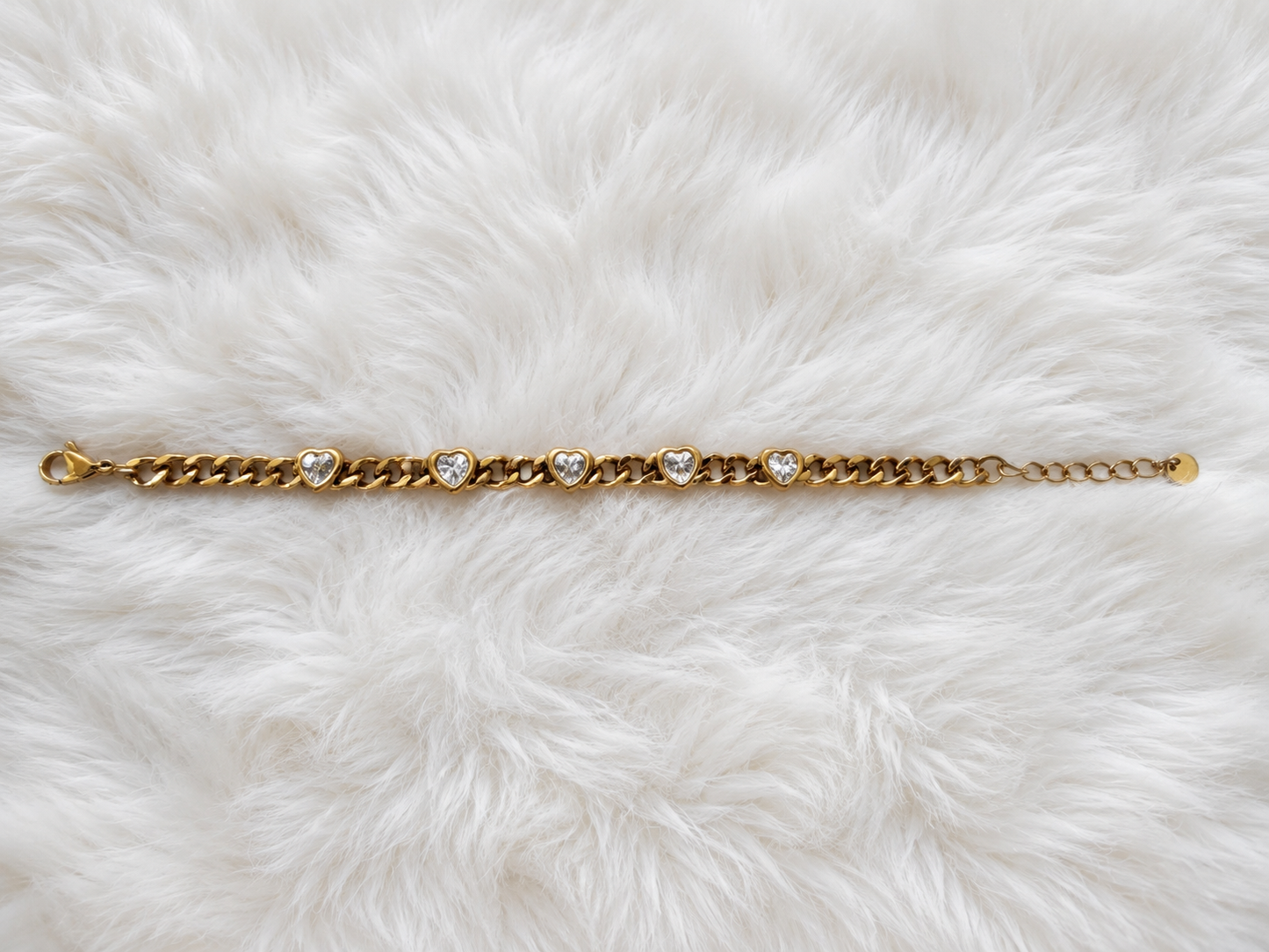 Gold Heart Crystal Chain Bracelet