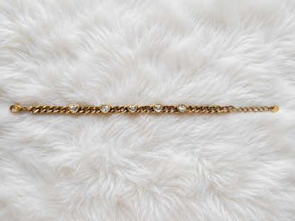 Gold Heart Crystal Chain Bracelet